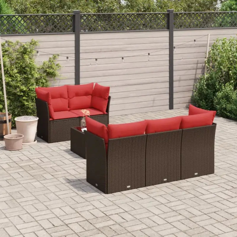 Lounge tuinset met bruin materiaal en gepoedercoat staal afmetingen - Bruin en rood - Tuinsets