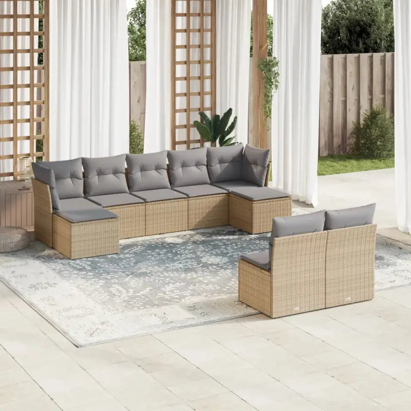 Lounge tuinset met gepoedercoat staal en beige materiaal - Beige en grijs / Zonder tafel - Tuinsets