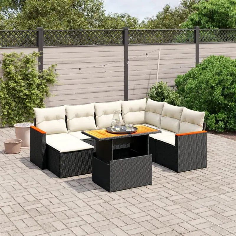 Lounge tuinset met grijs materiaal en gepoedercoat staal afmetingen - Zwart en crème - Tuinsets