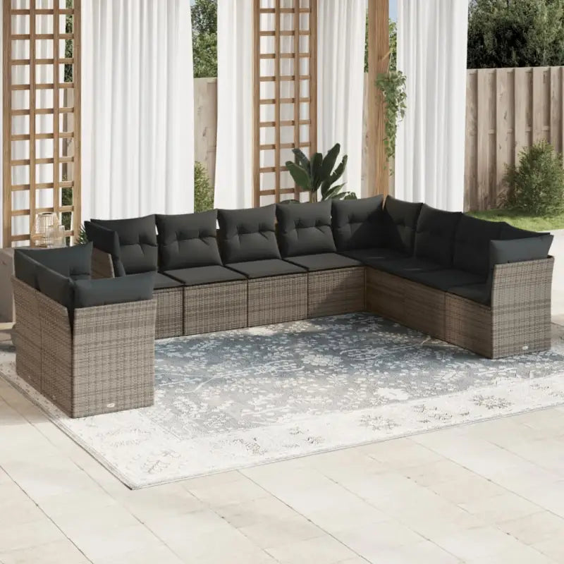 Lounge Tuinset met poly rattan en beige materiaal voor buitengebruik - Grijs / Zonder tafel - Tuinsets