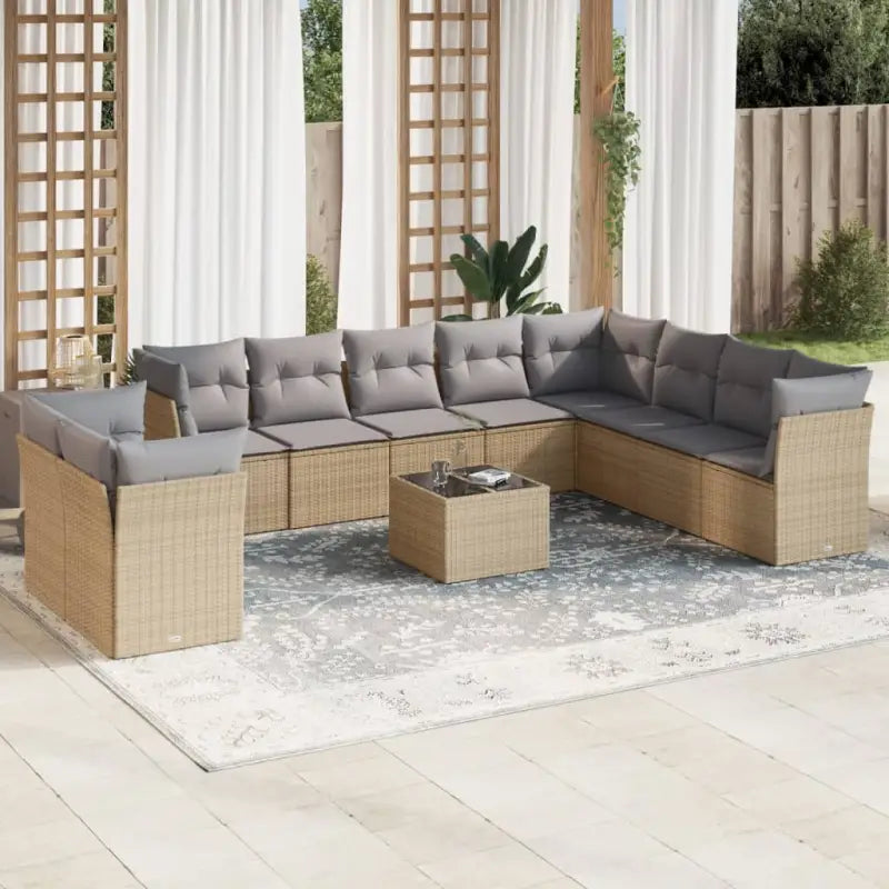 Lounge Tuinset met poly rattan en beige materiaal voor buitengebruik - Tuinsets