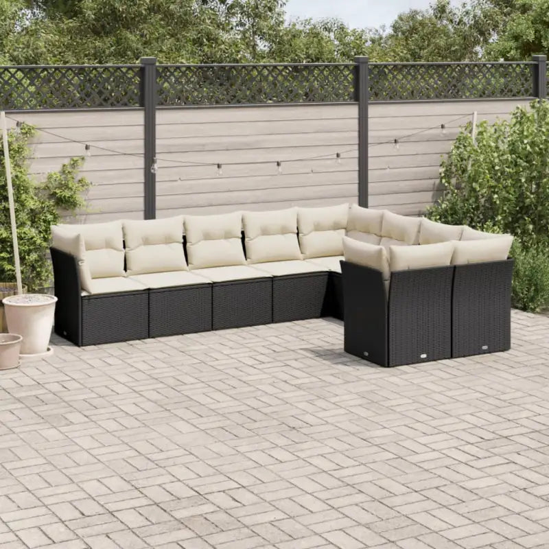 Lounge tuinset met poly rattan en beige materiaal voor buitenplezier - Zwart en crème / Zonder tafel - Tuinsets