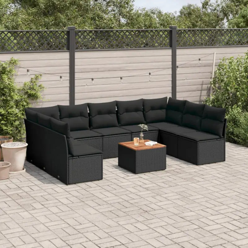 Lounge Tuinset met Poly Rattan en Gepoedercoat Staal Afmetingen - Zwart - Tuinsets
