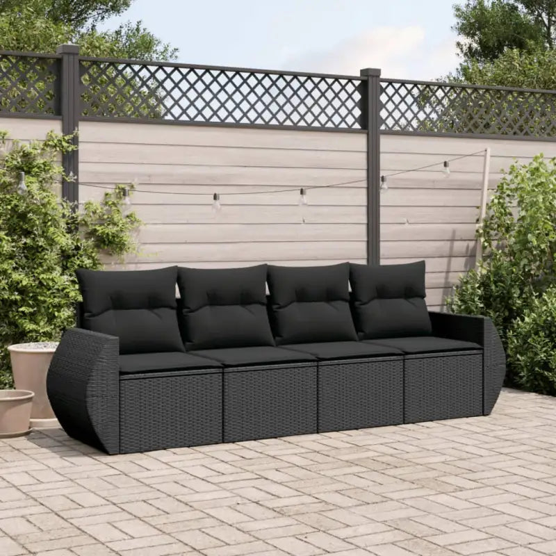 Lounge tuinset met poly rattan en gepoedercoat staal in zwart materiaal - Zwart / Zonder tafel - Tuinsets