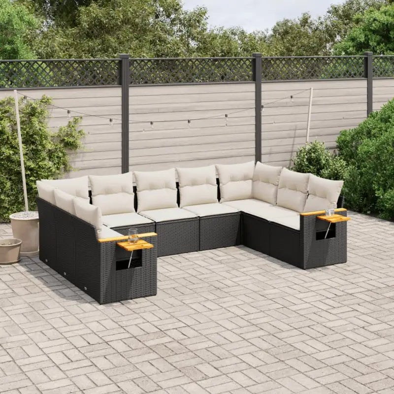 Lounge tuinset met waterdichte tas en beige materiaal van gepoedercoat staal - Zwart en crème / Zonder tafel - Tuinsets