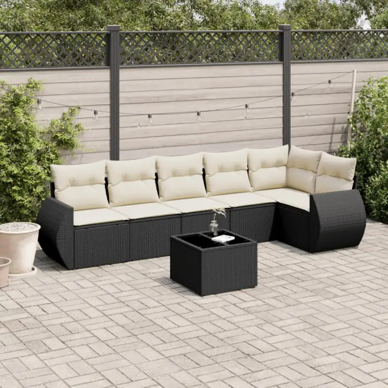 Lounge Tuinset met waterdichte tas en beige materiaal van gepoedercoat staal - Zwart en crème / Met tafel - Tuinsets