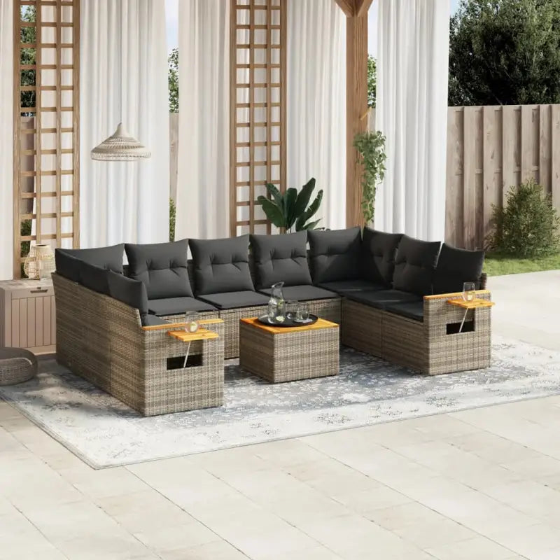 Lounge tuinset met waterdichte tas en beige materiaal van gepoedercoat staal - Grijs / Met tafel - Tuinsets