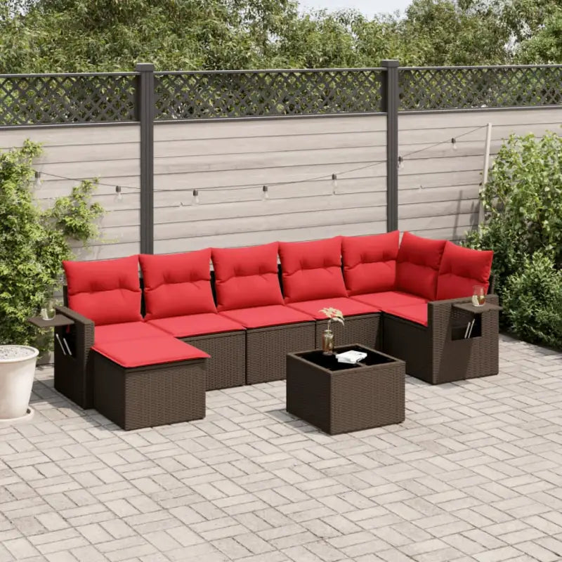 Lounge tuinset met waterdichte tas en grijs gepoedercoat staal - Bruin / Met tafel - Tuinsets
