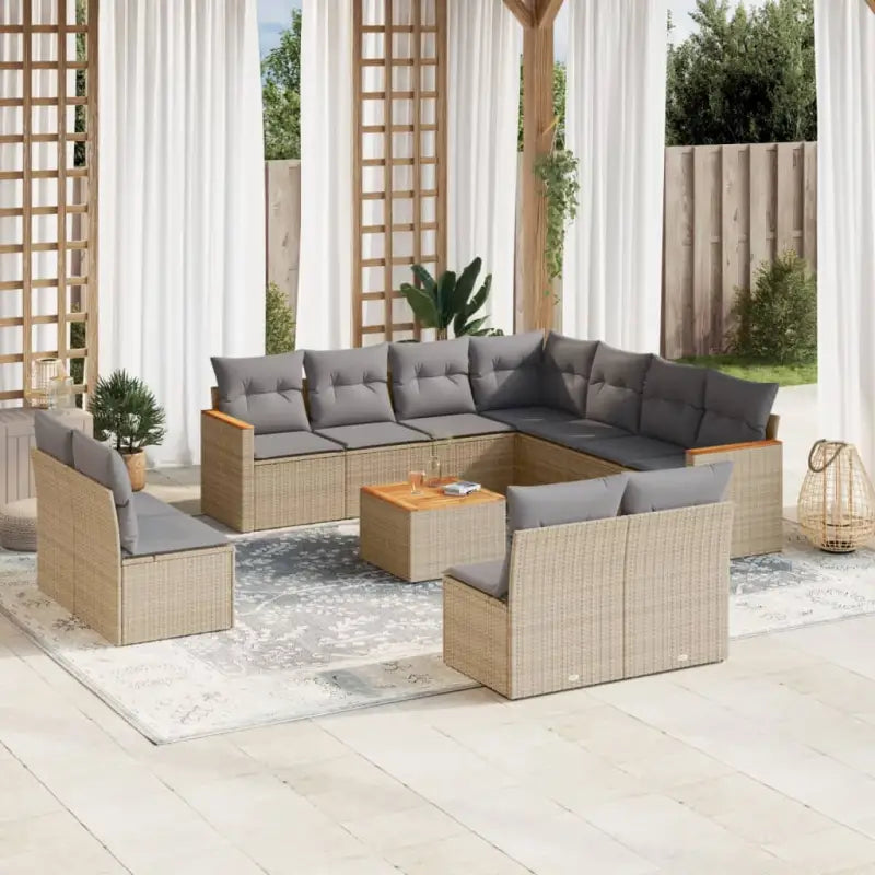 Lounge tuinset met waterdichte tas in beige materiaal en gepoedercoat staal - Beige en grijs / Met tafel - Tuinsets