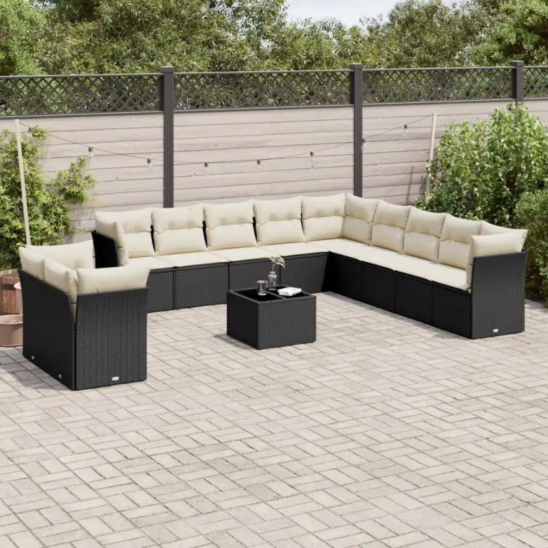 Lounge tuinset met waterdichte tas in zwart materiaal en gepoedercoat staal - Zwart en crème / Met tafel - Tuinsets