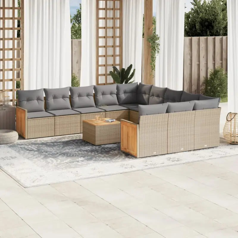 Lounge tuinset met waterdichte zak en zwart materiaal van gepoedercoat staal - Beige en grijs / Met tafel - Tuinsets