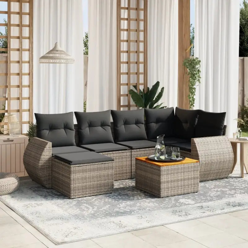 Lounge Tuinset met zwart materiaal en gepoedercoat staal afmetingen - Grijs - Tuinsets