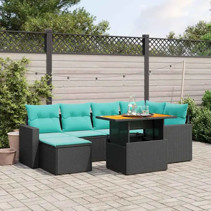 Lounge Tuinset met zwart materiaal en gepoedercoat staal afmetingen - beige en crèmekleurig / Hout - Tuinsets