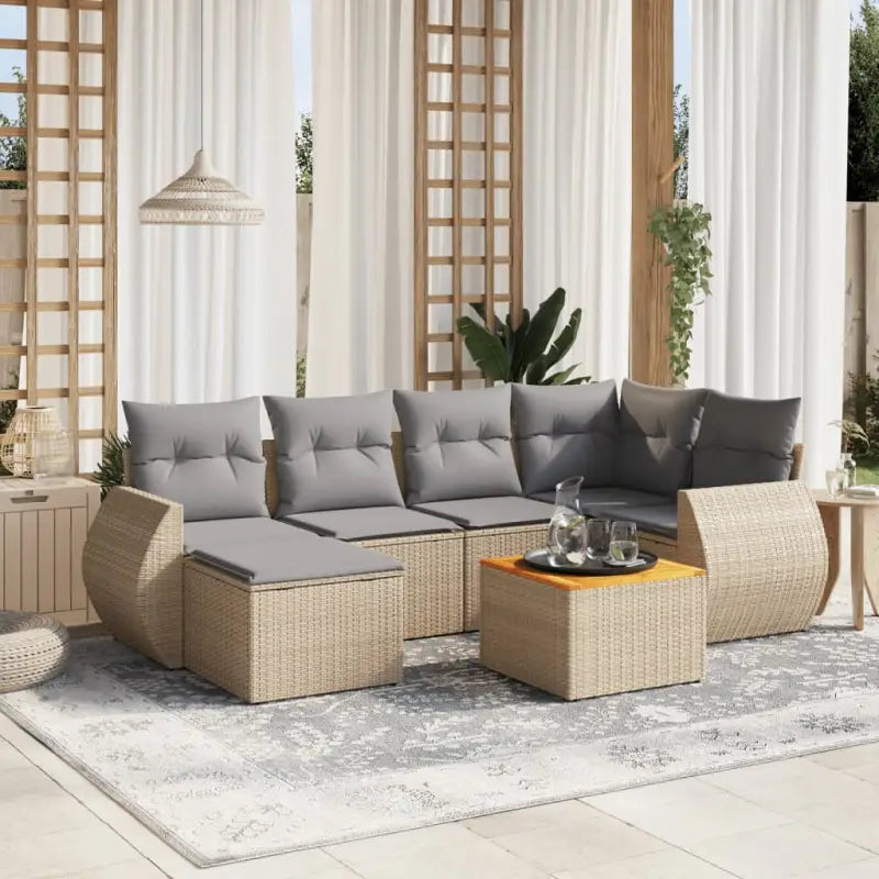 Lounge Tuinset met zwart materiaal en gepoedercoat staal afmetingen - Beige en grijs - Tuinsets