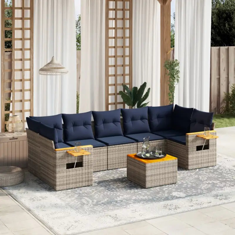 Lounge Tuinset met Zwart Materiaal en Gepoedercoat Staal - Grijs - Tuinsets