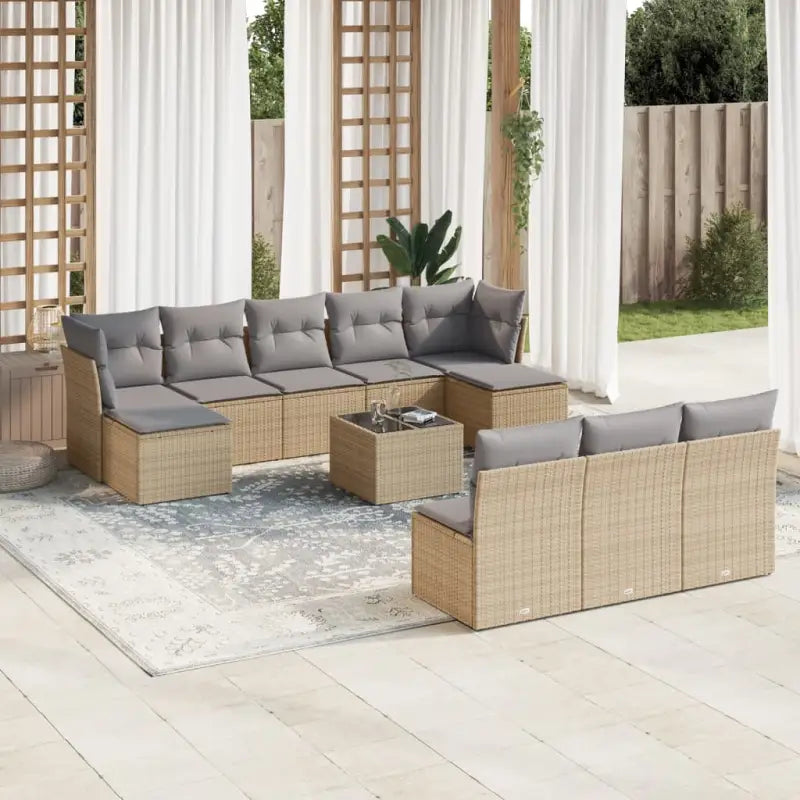 Lounge tuinset met zwart materiaal en waterdichte tas van gepoedercoat staal - Beige en grijs / Met tafel - Tuinsets