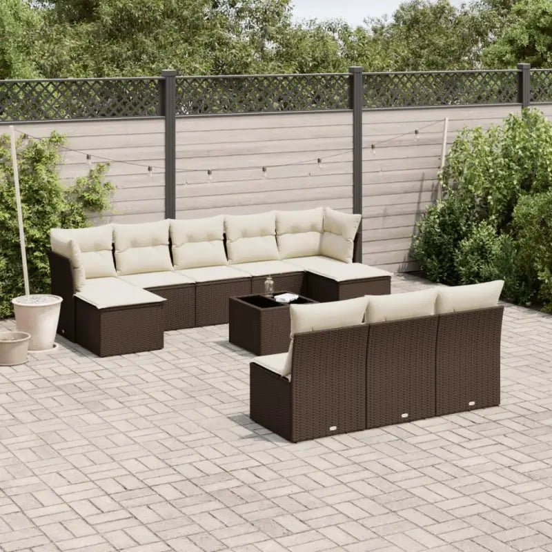Lounge tuinset met zwart materiaal en waterdichte tas van gepoedercoat staal - Bruin en crème / Met tafel - Tuinsets