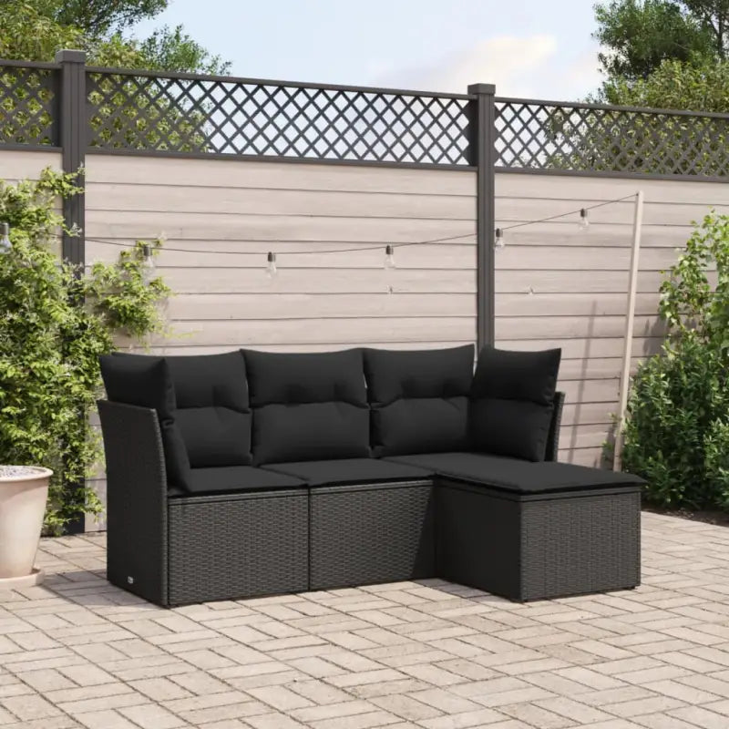 Lounge tuinset van beige materiaal en gepoedercoat staal afmetingen - Zwart / Zonder tafel - Tuinsets