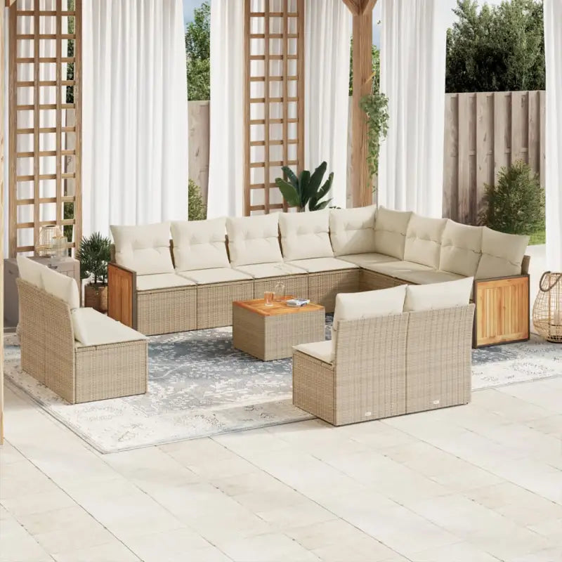 Lounge tuinset van beige materiaal en gepoedercoat staal - beige en crèmekleurig / Met tafel - Tuinsets