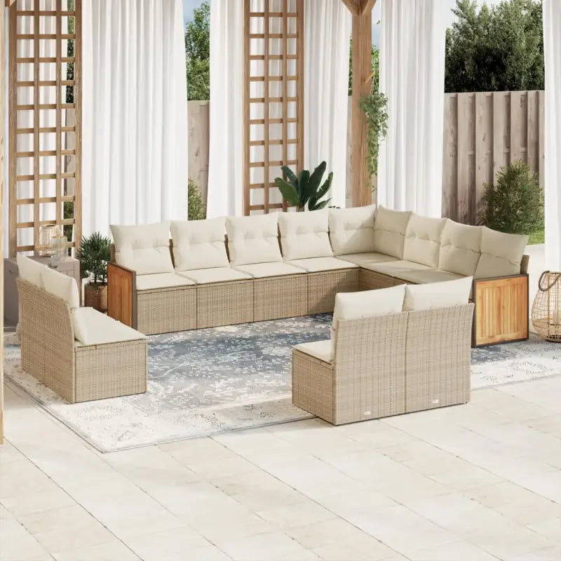 Lounge tuinset van beige materiaal en gepoedercoat staal - beige en crèmekleurig / Zonder tafel - Tuinsets
