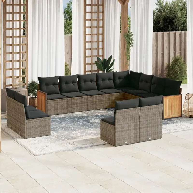 Lounge tuinset van beige materiaal en gepoedercoat staal - Grijs / Zonder tafel - Tuinsets