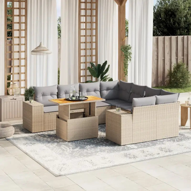 Lounge tuinset van beige materiaal en gepoedercoat staal met handige afmetingen - Beige en grijs / zonder opbergruimte