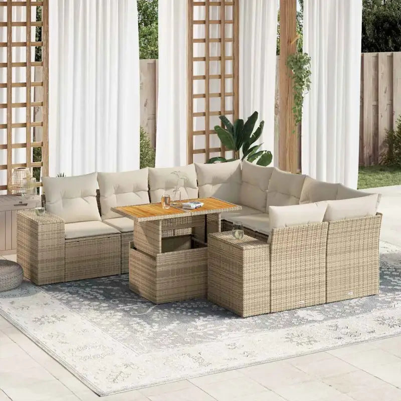 Lounge tuinset van beige materiaal en gepoedercoat staal met handige afmetingen - beige en crèmekleurig