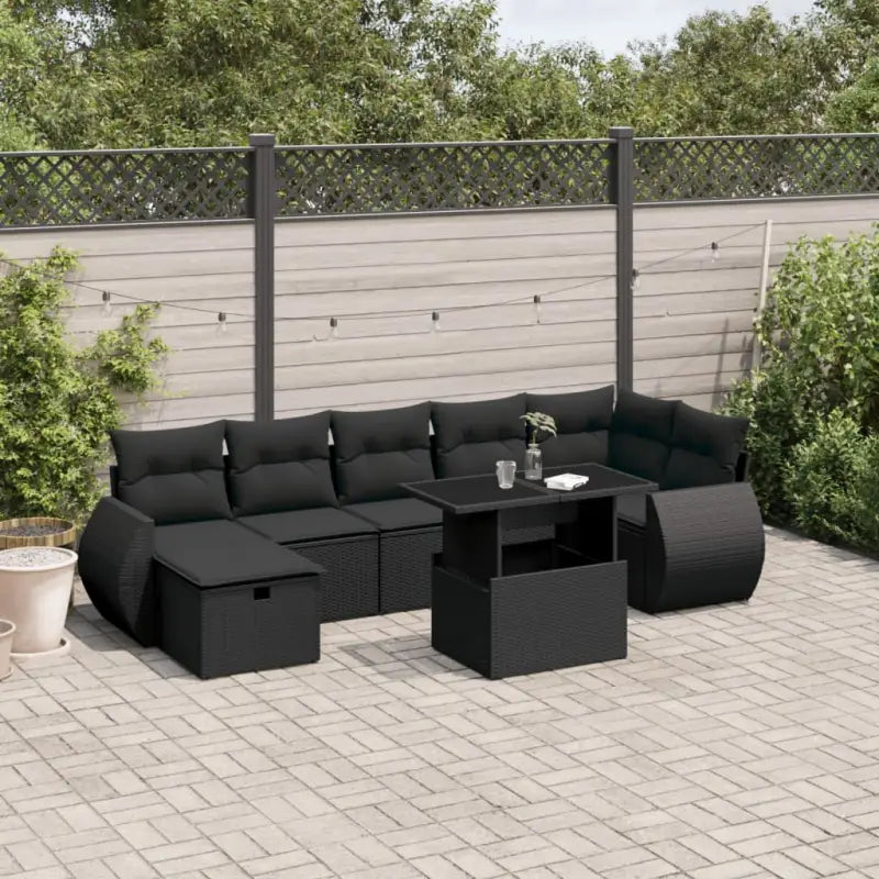 Lounge Tuinset van Beige Materiaal en Gepoedercoat Staal - Zwart / zonder opbergruimte - Tuinsets