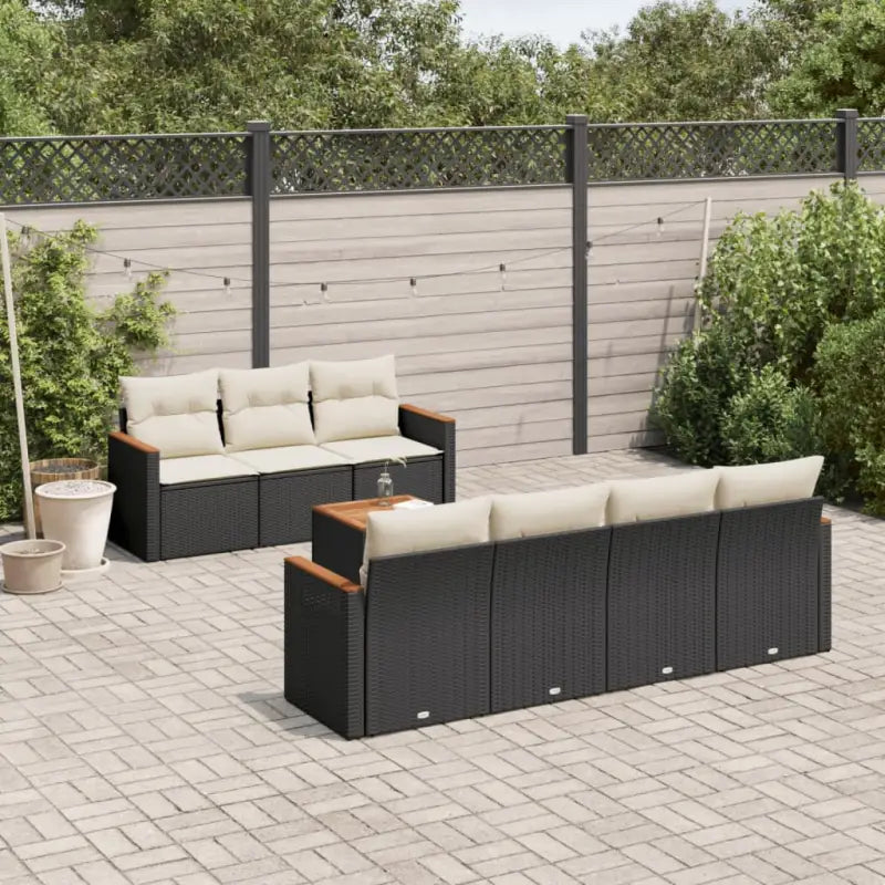 Lounge Tuinset van Beige Materiaal en Gepoedercoat Staal - Zwart en crème - Tuinsets