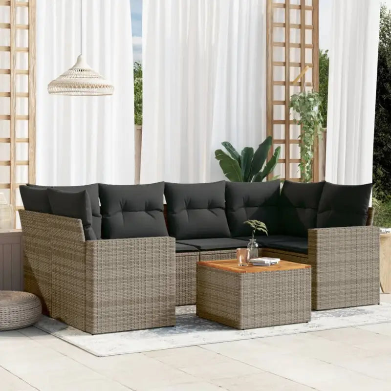 Lounge tuinset van beige materiaal met gepoedercoat staal en afmetingen - Grijs - Tuinsets
