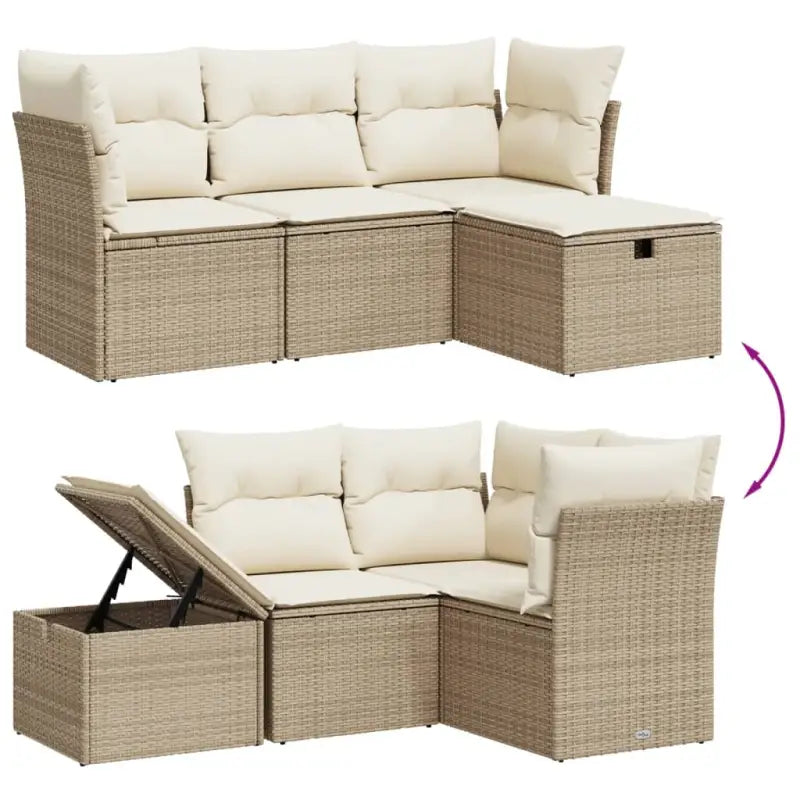 Lounge Tuinset van beige materiaal met gepoedercoat staal afmetingen - Tuinsets