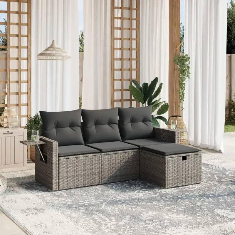 Lounge Tuinset van beige materiaal met gepoedercoat staal afmetingen - Grijs / zonder opbergruimte - Tuinsets