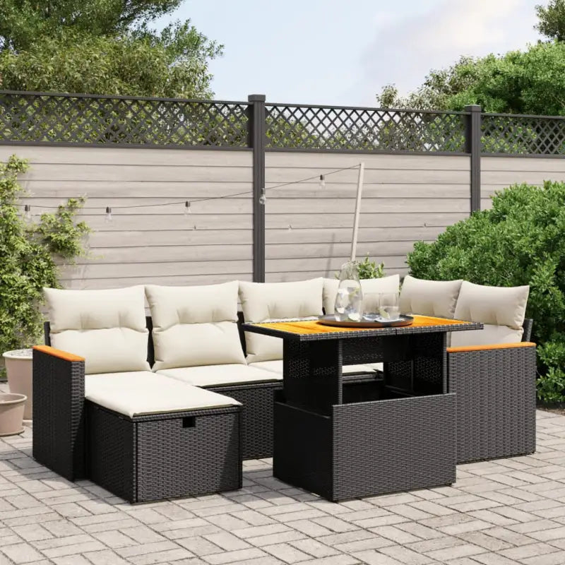Lounge tuinset van beige materiaal met gepoedercoat staal afmetingen - Zwart en crème / zonder opbergruimte - Tuinsets