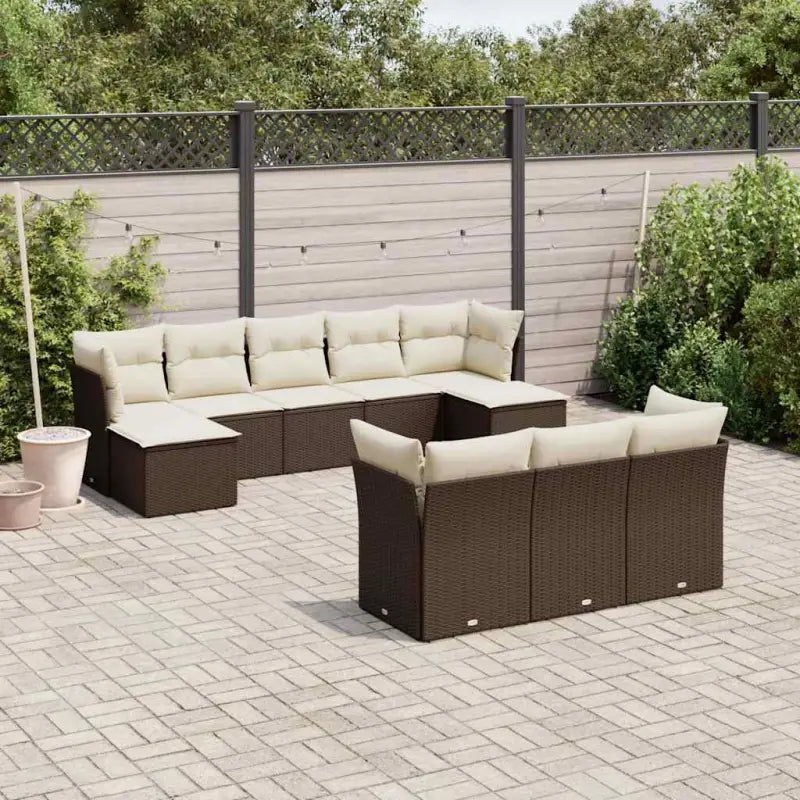 Lounge Tuinset van beige materiaal met gepoedercoat staal afmetingen - Bruin en crème / Zonder tafel - Tuinsets