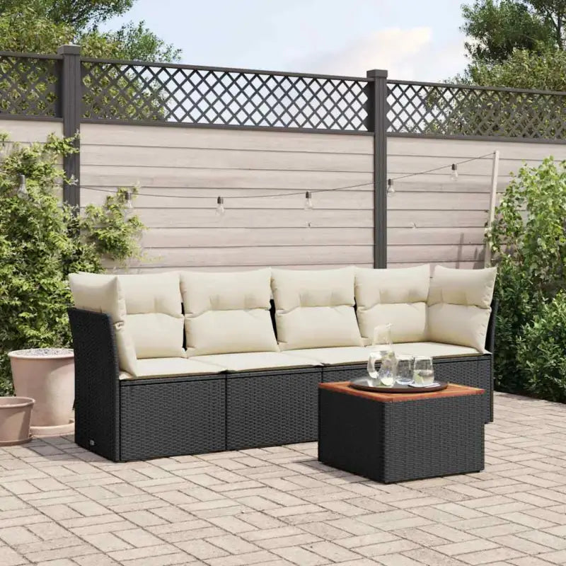 Lounge Tuinset van beige materiaal met waterdichte tas en gepoedercoat staal - Zwart en crème - Tuinsets