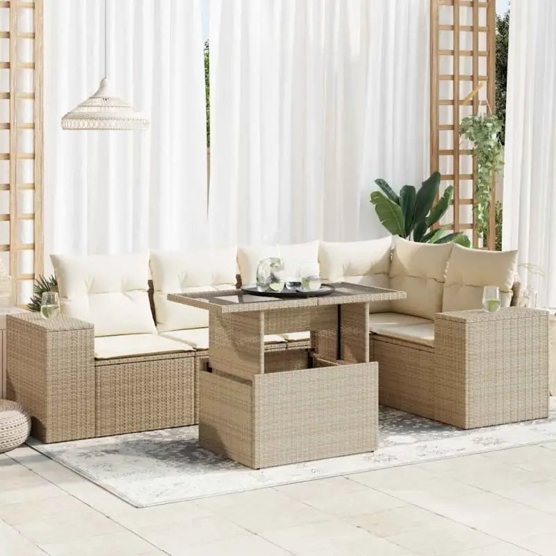 Lounge Tuinset van gegalvaniseerd staal en beige materiaal voor buiten - beige en crèmekleurig / met opbergruimte