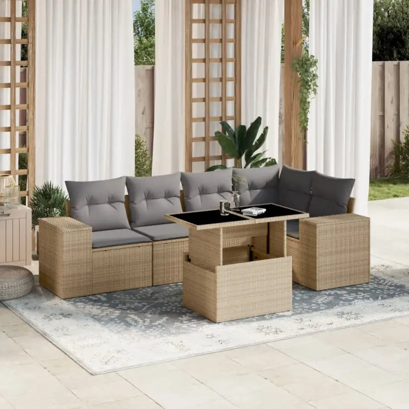 Lounge Tuinset van gegalvaniseerd staal en beige materiaal voor buiten - Beige en grijs / zonder opbergruimte - Tuinsets