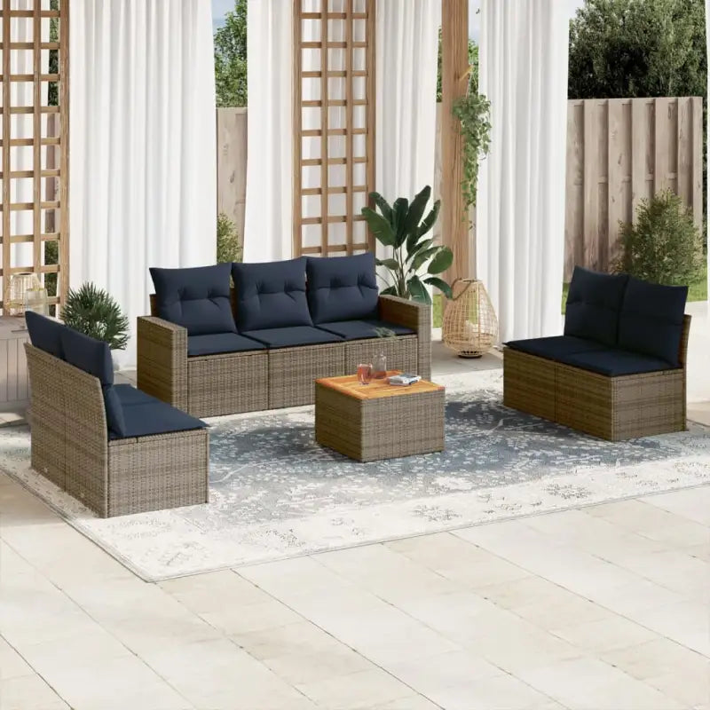 Lounge Tuinset van gepoedercoat staal en poly rattan voor terras - Grijs - Tuinsets