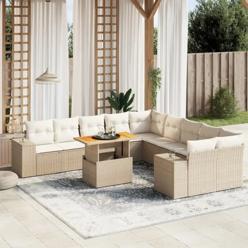 Lounge Tuinset van gepoedercoat staal in beige materiaal voor buiten - beige en crèmekleurig / 6x midden + 2x hoek