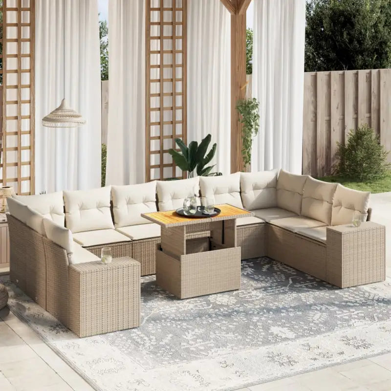 Lounge Tuinset van gepoedercoat staal in beige materiaal voor buiten - beige en crèmekleurig / 2x hoek + 6x midden