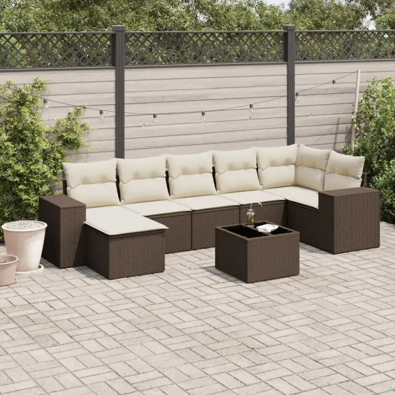 Lounge Tuinset van Gepoedercoat Staal in Beige voor Buitenplezier - Bruin en crème / Zonder tafel - Tuinsets