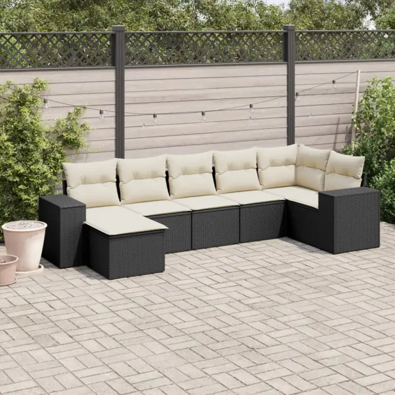 Lounge Tuinset van Gepoedercoat Staal in Beige voor Buitenplezier - Zwart en crème / Met tafel - Tuinsets