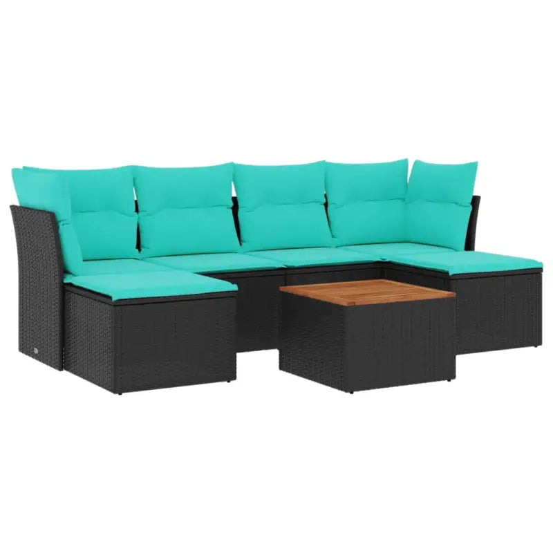 Lounge Tuinset van Gepoedercoat Staal in Zwart Materiaal - Zwart en blauw - Tuinsets