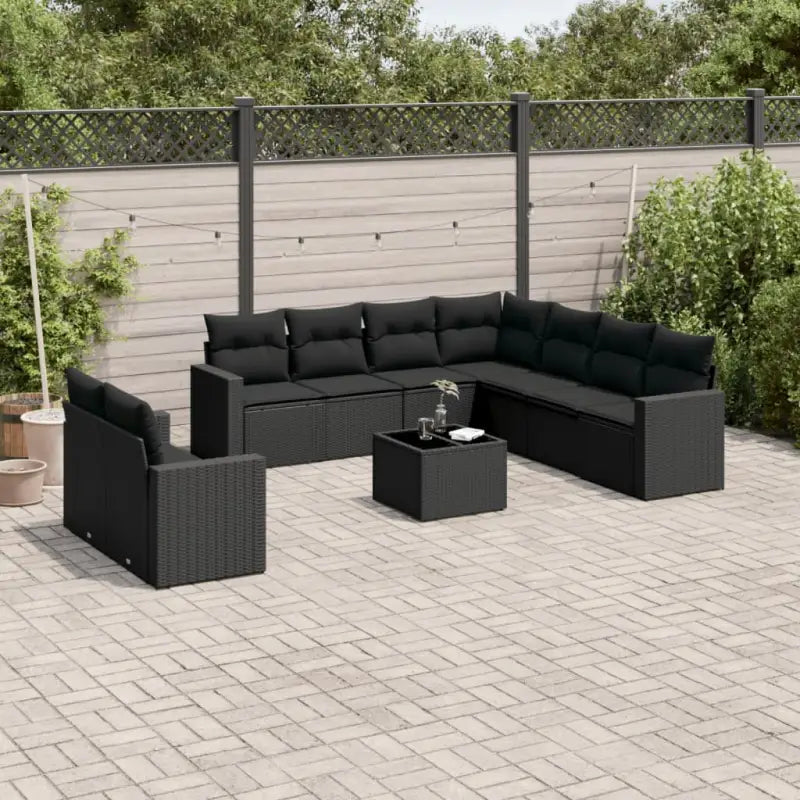 Lounge Tuinset van Gepoedercoat Staal in Zwart met Afmetingen voor Buitenruimte - Zwart / Met tafel - Tuinsets
