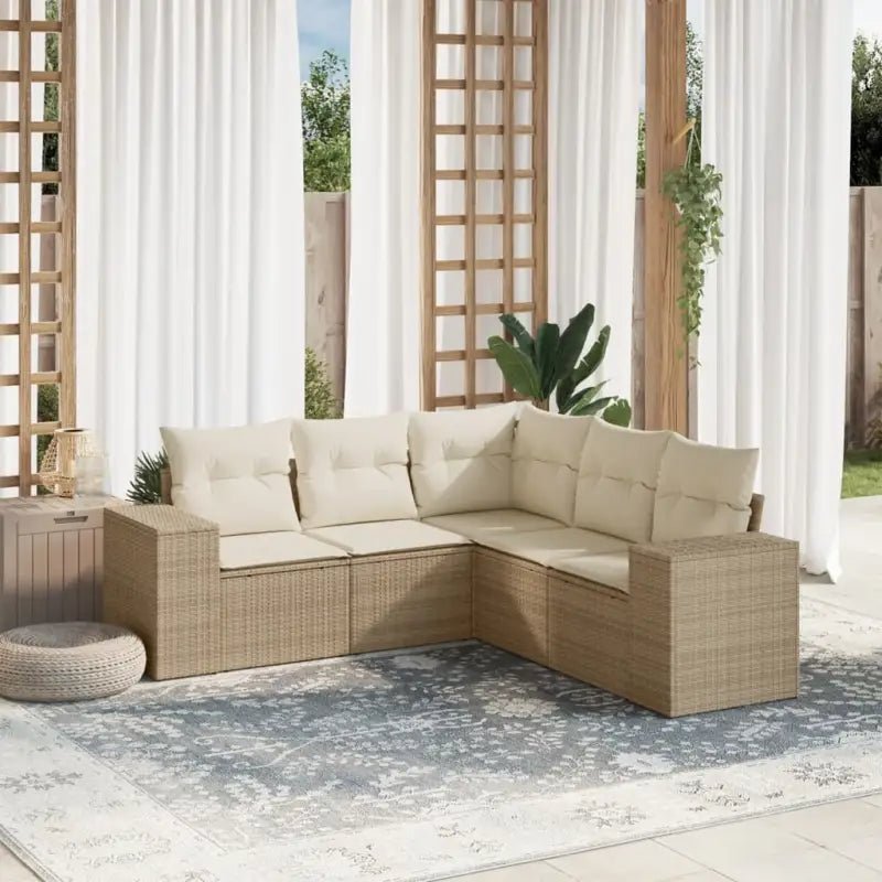 Lounge tuinset van gepoedercoat staal met beige materiaal en afmetingen - Tuinsets