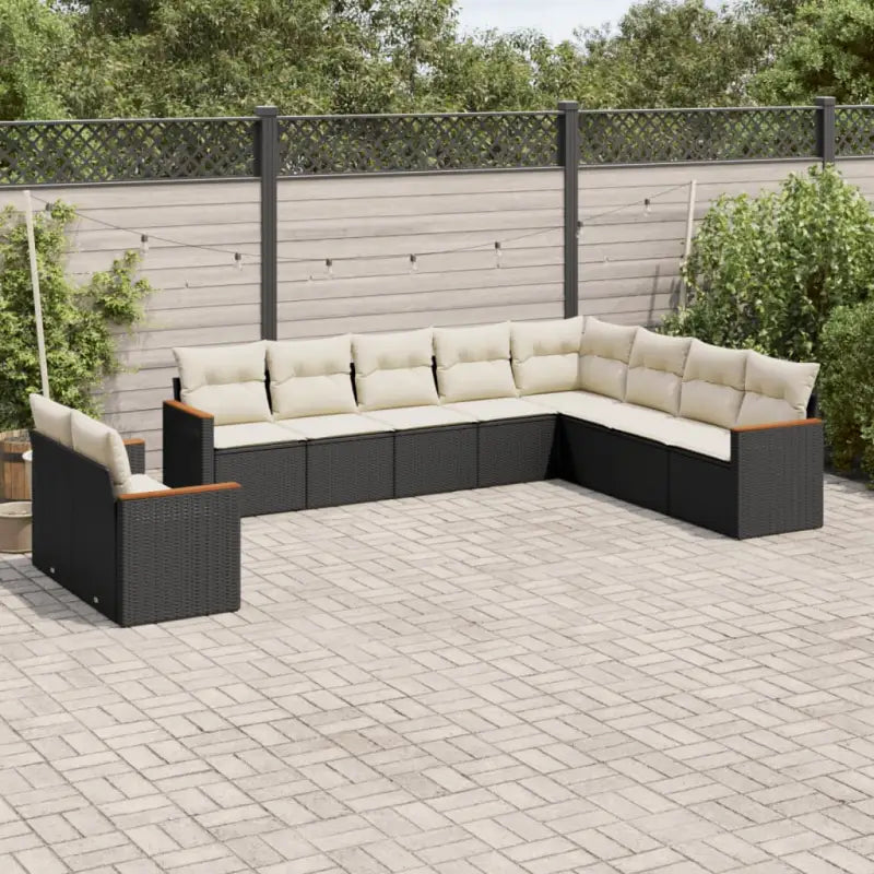 Lounge tuinset van gepoedercoat staal met beige materiaal en optimale afmetingen - Zwart en crème / Zonder tafel