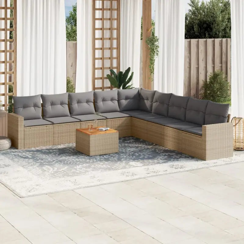Lounge Tuinset van Gepoedercoat Staal met Zwart Materiaal - Beige en grijs - Tuinsets
