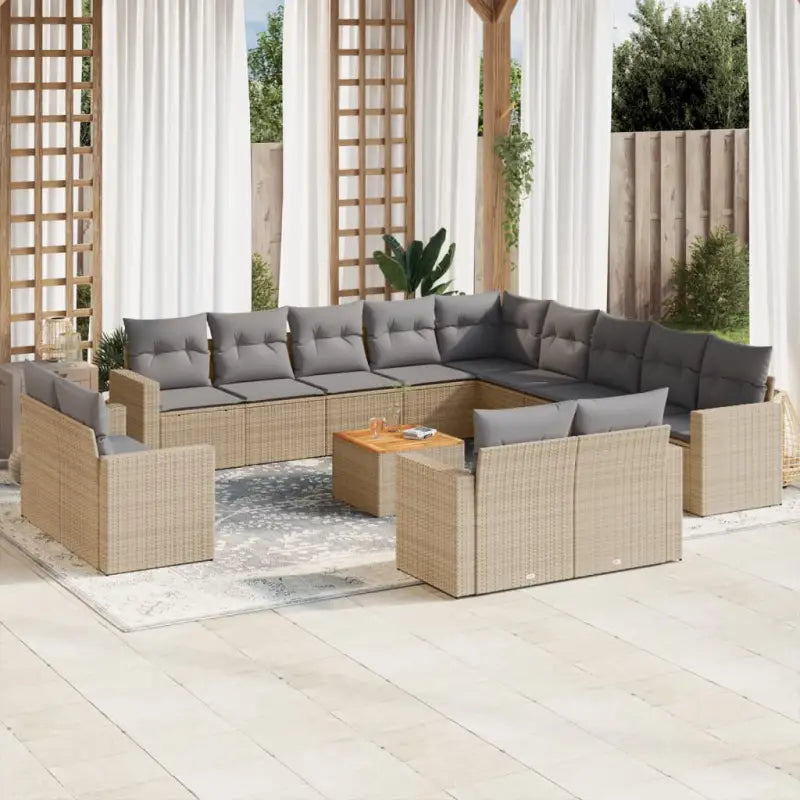 Lounge tuinset van grijs materiaal en gepoedercoat staal afmetingen - Beige en grijs - Tuinsets