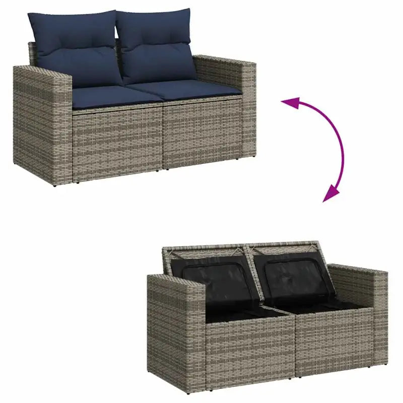 Lounge Tuinset van grijs materiaal met waterdichte tas en gepoedercoat staal - Grijs / met opbergruimte - Tuinsets