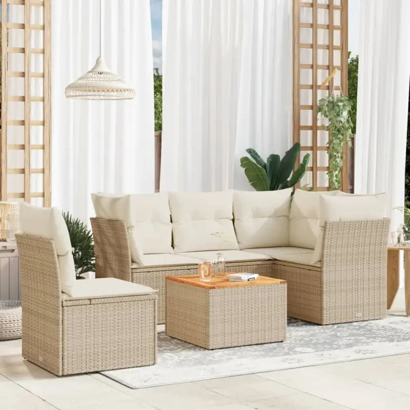 Lounge Tuinset van Poly Rattan en Gepoedercoat Staal voor Buitenplezier - Beige / 2x middle + table + 3x corner